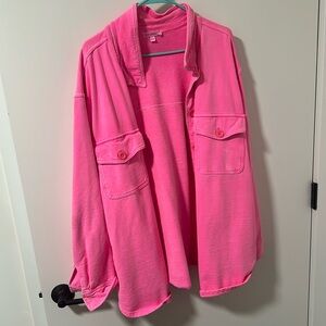 FLEECE SHACKET | HOT PINK